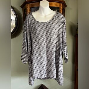 Flax Oversized Black And White Polka Dot Linen Flowing Blouse Top Size Large